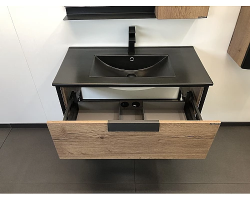 Заказать Тумба с раковиной Comforty Бонн 90 00-00001937 подвесная Дуб темный в магазине сантехники Santeh-Crystal.ru