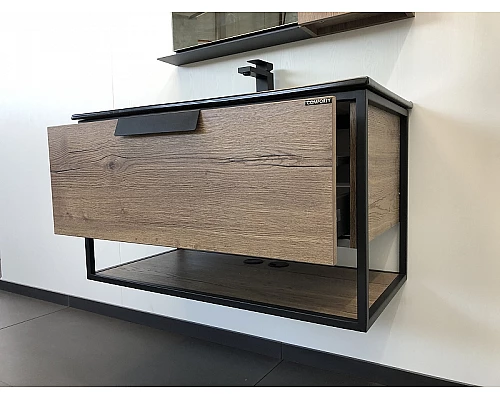 Заказать Тумба с раковиной Comforty Бонн 90 00-00001937 подвесная Дуб темный в магазине сантехники Santeh-Crystal.ru