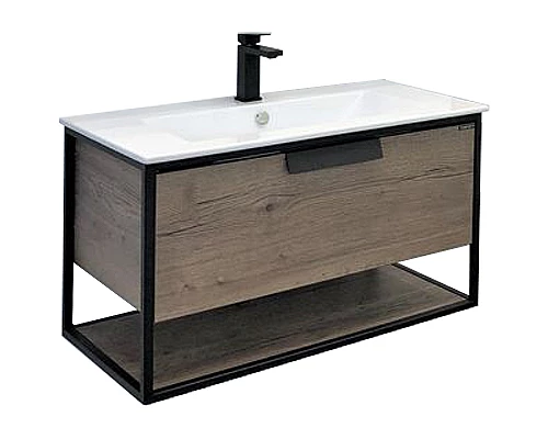 Купить Тумба с раковиной Comforty Бонн 90 00-00003466 подвесная Дуб темный в магазине сантехники Santeh-Crystal.ru