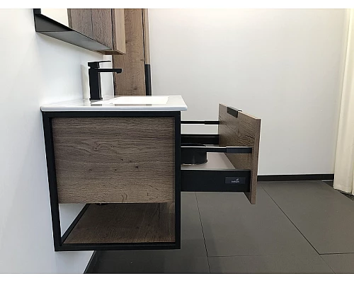 Купить Тумба с раковиной Comforty Бонн 90 00-00003466 подвесная Дуб темный в магазине сантехники Santeh-Crystal.ru