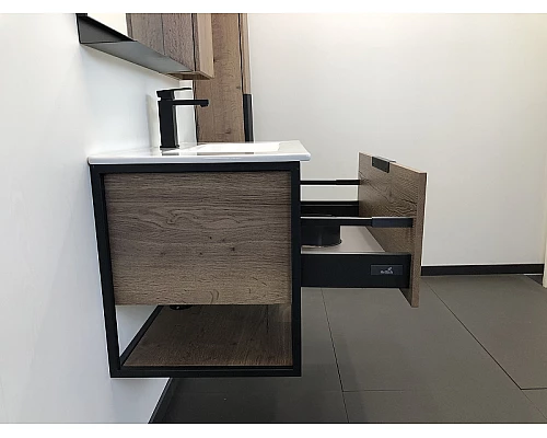 Купить Тумба с раковиной Comforty Бонн 90 00-00003466 подвесная Дуб темный в магазине сантехники Santeh-Crystal.ru