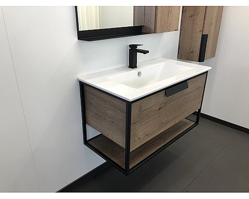 Купить Тумба с раковиной Comforty Бонн 90 00-00003466 подвесная Дуб темный в магазине сантехники Santeh-Crystal.ru