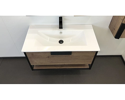 Купить Тумба с раковиной Comforty Бонн 90 00-00003466 подвесная Дуб темный в магазине сантехники Santeh-Crystal.ru