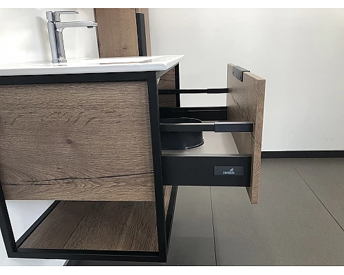 Купить Тумба с раковиной Comforty Бонн 75 00-00006487 подвесная Дуб темный в магазине сантехники Santeh-Crystal.ru