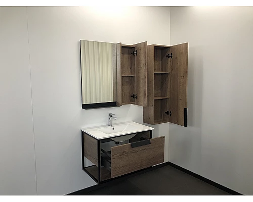 Купить Тумба с раковиной Comforty Бонн 75 00-00006487 подвесная Дуб темный в магазине сантехники Santeh-Crystal.ru