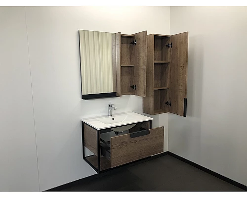 Купить Тумба с раковиной Comforty Бонн 75 00-00006487 подвесная Дуб темный в магазине сантехники Santeh-Crystal.ru