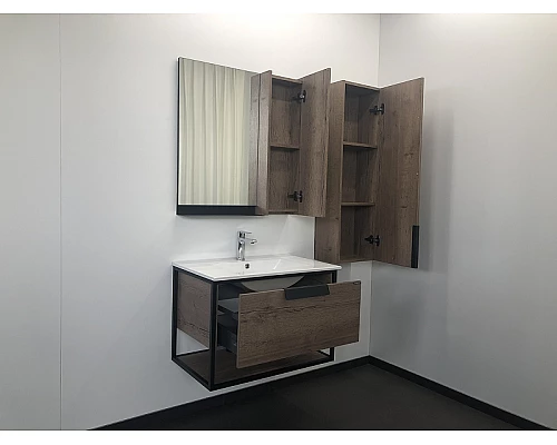 Купить Тумба с раковиной Comforty Бонн 75 00-00006487 подвесная Дуб темный в магазине сантехники Santeh-Crystal.ru