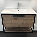 Тумба с раковиной Comforty Бонн 75 00-00006487 подвесная Дуб темный