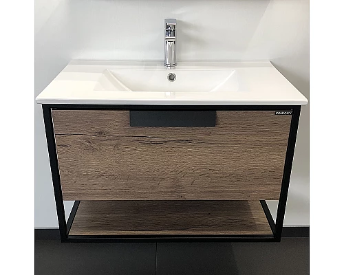 Купить Тумба с раковиной Comforty Бонн 75 00-00006487 подвесная Дуб темный в магазине сантехники Santeh-Crystal.ru