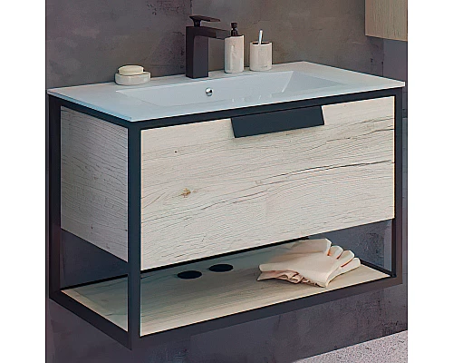 Купить Тумба с раковиной Comforty Бонн 75 00-00008475 подвесная Дуб дымчатый в магазине сантехники Santeh-Crystal.ru