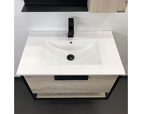 Купить Тумба с раковиной Comforty Бонн 75 00-00008475 подвесная Дуб дымчатый в магазине сантехники Santeh-Crystal.ru