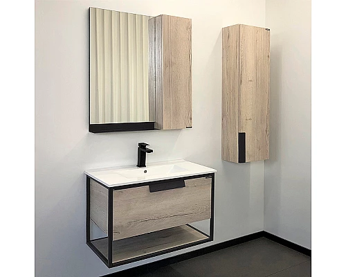 Купить Зеркало со шкафом Comforty Бонн 75 00-00008473 Дуб дымчатый в магазине сантехники Santeh-Crystal.ru