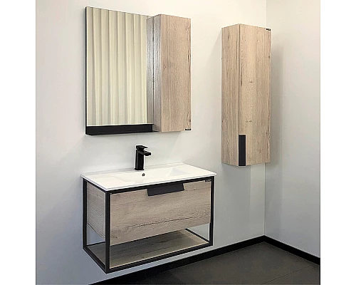 Приобрести Шкаф пенал Comforty Бонн 35 00-00008476 подвесной Дуб дымчатый в магазине сантехники Santeh-Crystal.ru