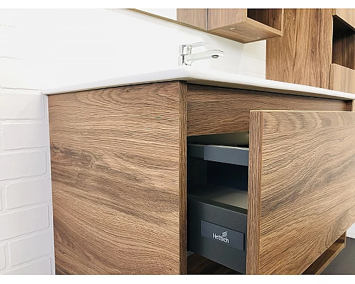 Заказать Тумба с раковиной Comforty Бордо 90 00-00006671 подвесная Дуб темно-коричневый в магазине сантехники Santeh-Crystal.ru