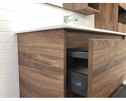 Заказать Тумба с раковиной Comforty Бордо 90 00-00006671 подвесная Дуб темно-коричневый в магазине сантехники Santeh-Crystal.ru