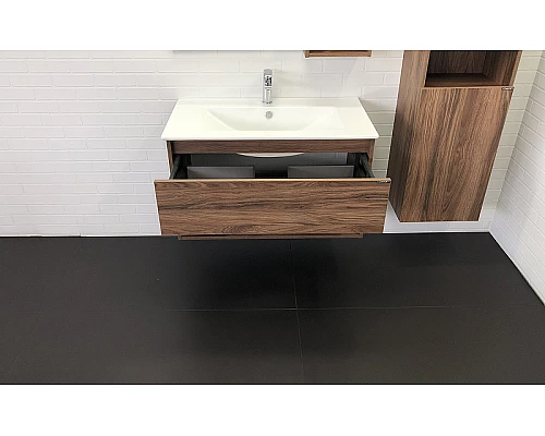 Заказать Тумба с раковиной Comforty Бордо 90 00-00006671 подвесная Дуб темно-коричневый в магазине сантехники Santeh-Crystal.ru