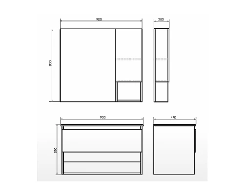 Купить Зеркало со шкафом Comforty Бордо 90 00-00006663 Дуб тёмно-коричневый в магазине сантехники Santeh-Crystal.ru