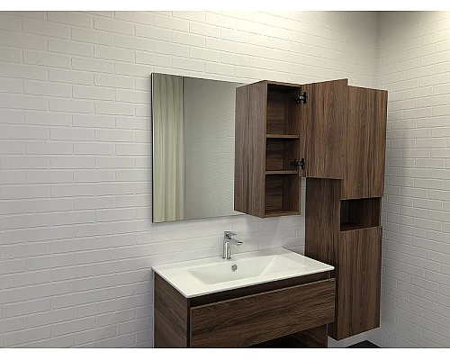 Купить Зеркало со шкафом Comforty Бордо 90 00-00006663 Дуб тёмно-коричневый в магазине сантехники Santeh-Crystal.ru