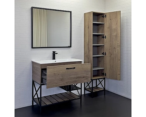 Приобрести Тумба с раковиной Comforty Бредфорд 90 00-00009403 Дуб темный в магазине сантехники Santeh-Crystal.ru