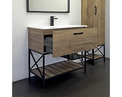 Приобрести Тумба с раковиной Comforty Бредфорд 90 00-00009403 Дуб темный в магазине сантехники Santeh-Crystal.ru