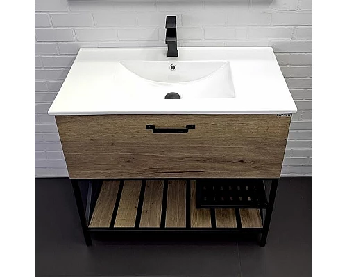 Приобрести Тумба с раковиной Comforty Бредфорд 90 00-00009403 Дуб темный в магазине сантехники Santeh-Crystal.ru