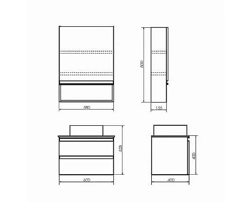 Купить Тумба с раковиной Comforty Эдинбург 60-2 00-00005701 подвесная Бетон светлый в магазине сантехники Santeh-Crystal.ru