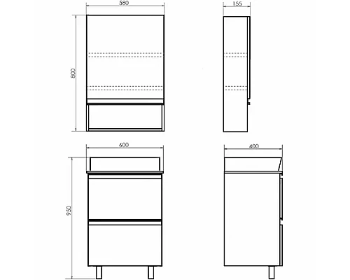 Приобрести Тумба с раковиной Comforty Эдинбург 60Н 00-00004763 Бетон светлый в магазине сантехники Santeh-Crystal.ru