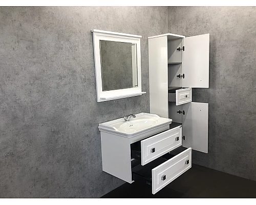 Приобрести Шкаф пенал Comforty Феррара 40 00004148010 подвесной Белый глянец в магазине сантехники Santeh-Crystal.ru