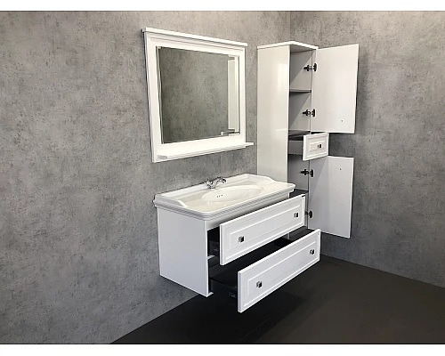 Приобрести Шкаф пенал Comforty Феррара 40 00004148010 подвесной Белый глянец в магазине сантехники Santeh-Crystal.ru