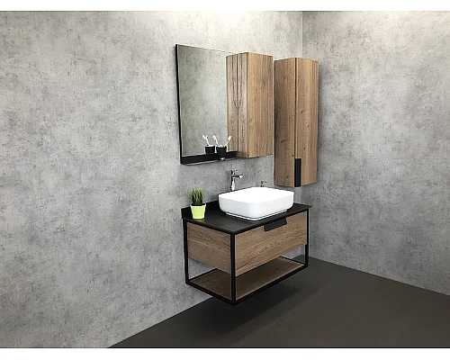 Приобрести Зеркало со шкафом Comforty Кельн 90 00004147987 Дуб темный в магазине сантехники Santeh-Crystal.ru