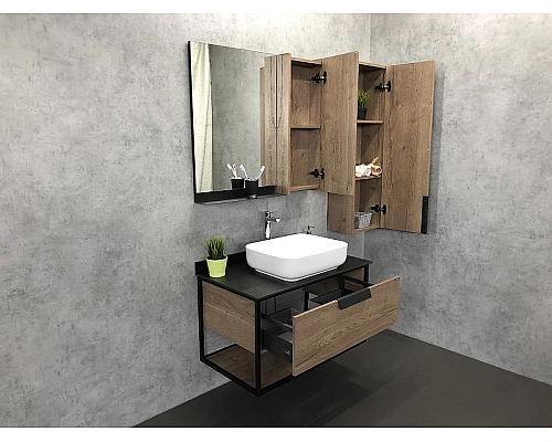 Приобрести Зеркало со шкафом Comforty Кельн 90 00004147987 Дуб темный в магазине сантехники Santeh-Crystal.ru