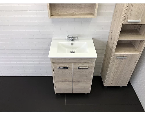 Купить Тумба с раковиной Comforty Марио 60 00-00005206 Дуб дымчатый в магазине сантехники Santeh-Crystal.ru