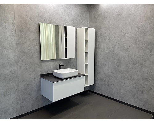 Купить Зеркало со шкафом Comforty Милан 90 00004137130 Белый глянец в магазине сантехники Santeh-Crystal.ru