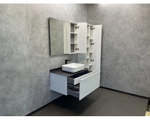 Купить Зеркало со шкафом Comforty Милан 90 00004137130 Белый глянец в магазине сантехники Santeh-Crystal.ru