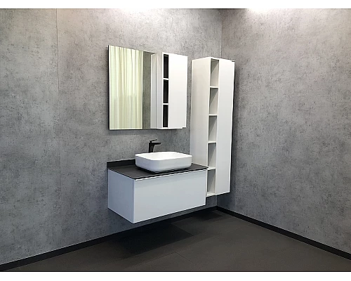 Купить Зеркало со шкафом Comforty Милан 90 00004137130 Белый глянец в магазине сантехники Santeh-Crystal.ru