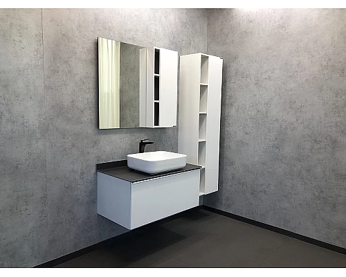 Купить Зеркало со шкафом Comforty Милан 90 00004137130 Белый глянец в магазине сантехники Santeh-Crystal.ru