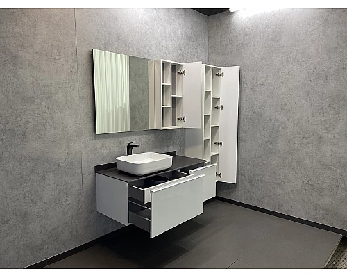 Приобрести Шкаф пенал Comforty Милан 40 00004136467 подвесной Белый глянец в магазине сантехники Santeh-Crystal.ru