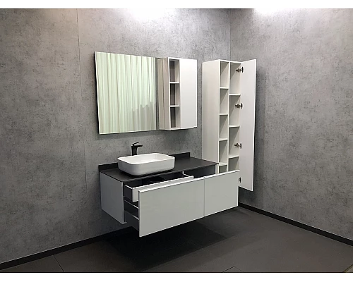 Приобрести Шкаф пенал Comforty Милан 40 00004136467 подвесной Белый глянец в магазине сантехники Santeh-Crystal.ru