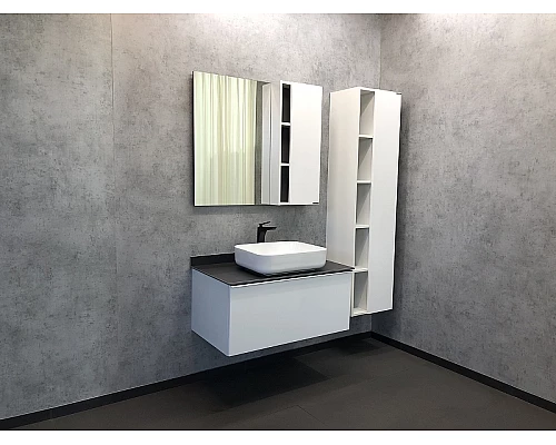 Приобрести Шкаф пенал Comforty Милан 40 00004136467 подвесной Белый глянец в магазине сантехники Santeh-Crystal.ru