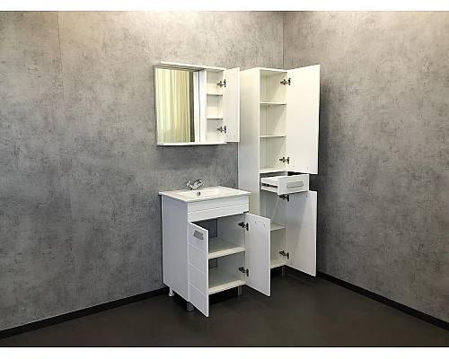 Приобрести Зеркало со шкафом Comforty Модена М-60 00-00001639 Белое матовое в магазине сантехники Santeh-Crystal.ru