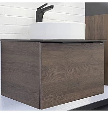 Тумба с раковиной Comforty Портленд 60 00-00013791 подвесная Дуб шоколадно-коричневый Калакатта Блэк