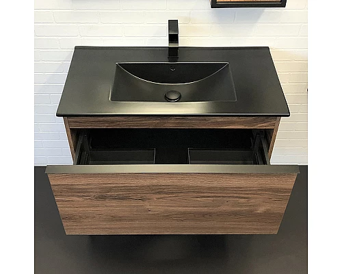 Приобрести Тумба с раковиной Comforty Равенна Лофт 90 00-00006655 Дуб темно-коричневый в магазине сантехники Santeh-Crystal.ru