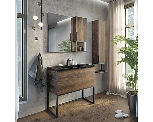 Приобрести Тумба с раковиной Comforty Равенна Лофт 90 00-00006655 Дуб темно-коричневый в магазине сантехники Santeh-Crystal.ru