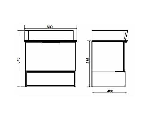 Купить Тумба с раковиной Comforty Штутгарт 60 00004151039 подвесная Дуб темно-коричневый Черная столешница в магазине сантехники Santeh-Crystal.ru