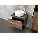 Купить Тумба с раковиной Comforty Штутгарт 60 00-00001698 подвесная Дуб темно-коричневый Черная столешница в магазине сантехники Santeh-Crystal.ru