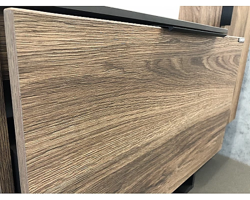 Купить Тумба с раковиной Comforty Штутгарт 60 00-00001698 подвесная Дуб темно-коричневый Черная столешница в магазине сантехники Santeh-Crystal.ru