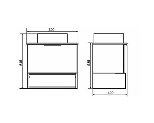 Купить Тумба с раковиной Comforty Штутгарт 60 00-00001698 подвесная Дуб темно-коричневый Черная столешница в магазине сантехники Santeh-Crystal.ru
