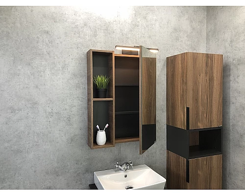 Заказать Зеркальный шкаф Comforty Штутгарт 60 00004151036 Дуб темно-коричневый в магазине сантехники Santeh-Crystal.ru