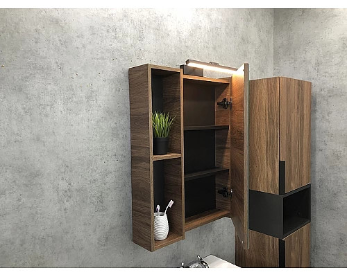 Заказать Зеркальный шкаф Comforty Штутгарт 60 00004151036 Дуб темно-коричневый в магазине сантехники Santeh-Crystal.ru