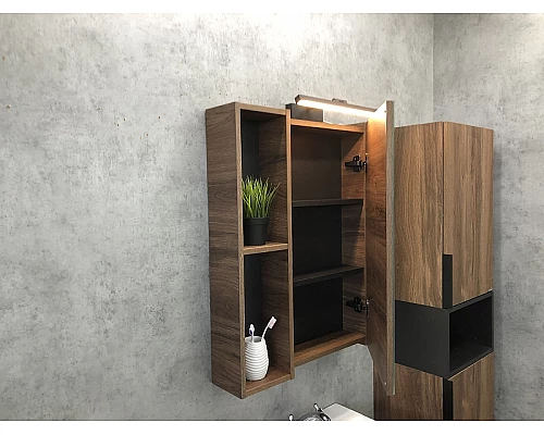 Заказать Зеркальный шкаф Comforty Штутгарт 60 00004151036 Дуб темно-коричневый в магазине сантехники Santeh-Crystal.ru